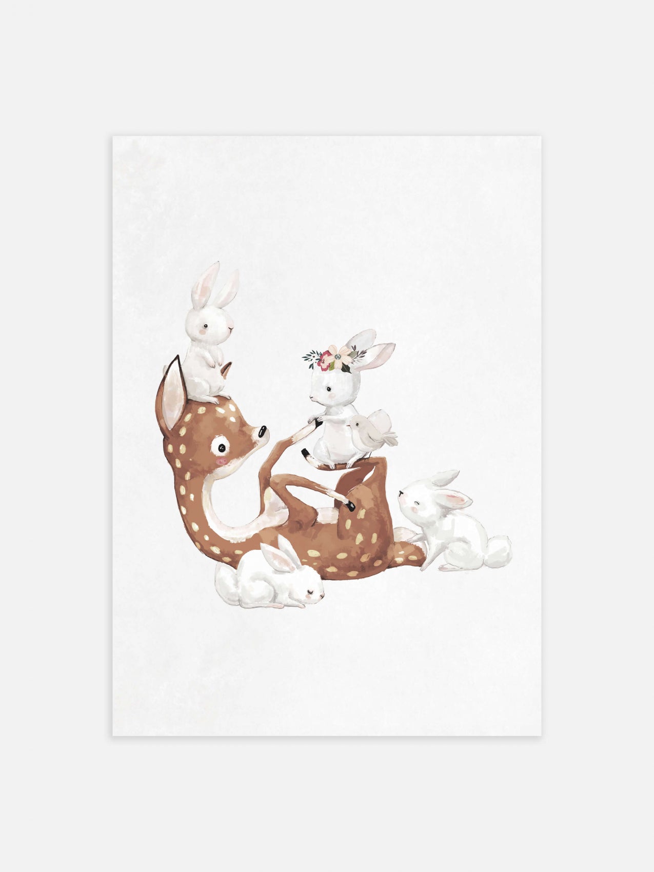 Poster - Deer and Bunnies (30 x 40 cm)