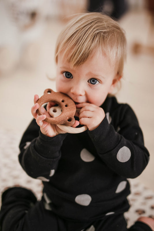Walnut Wood Care Bear Teether