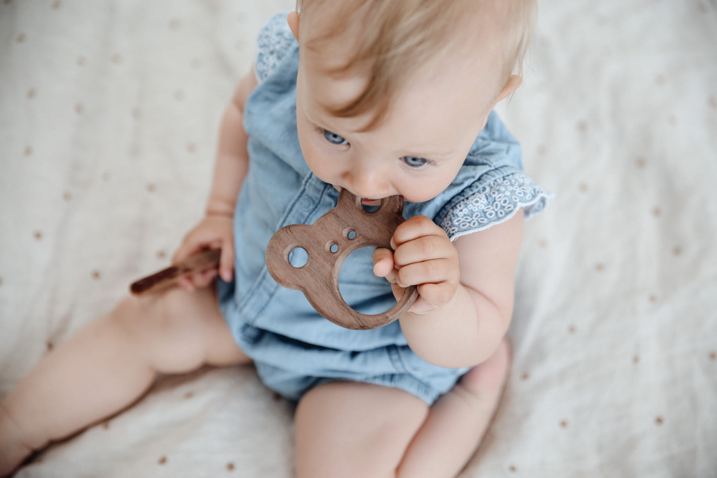 Walnut Wood Care Bear Teether