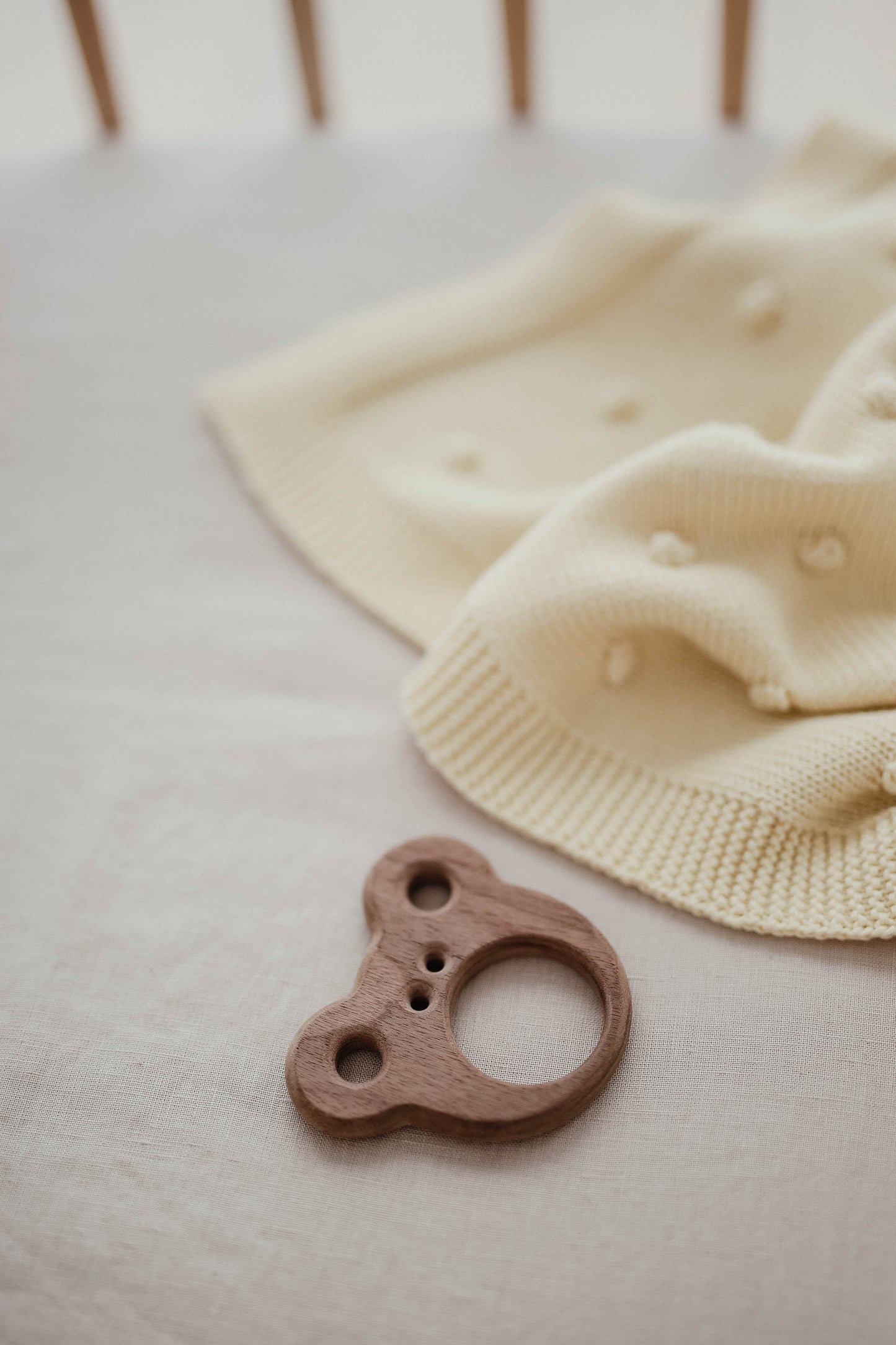 Walnut Wood Care Bear Teether