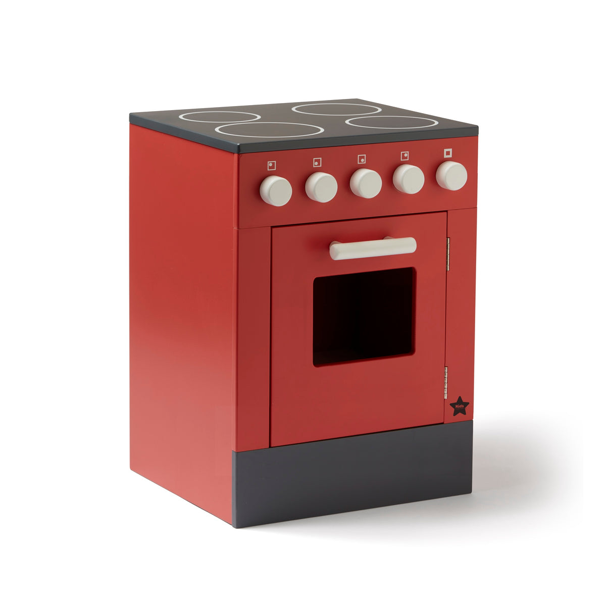 Kid's Concept Bistro wooden toy stove in red with white knobs